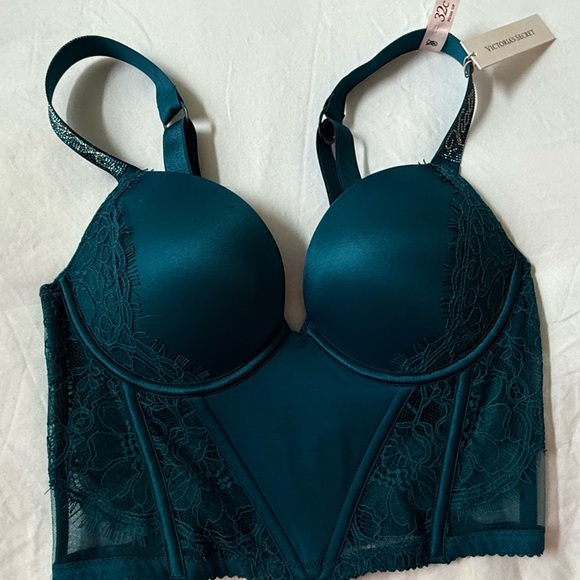 Victoria's Secret Ocean Blue Longline Push-Up Bra with Underwire Support - Picture 1 of 6